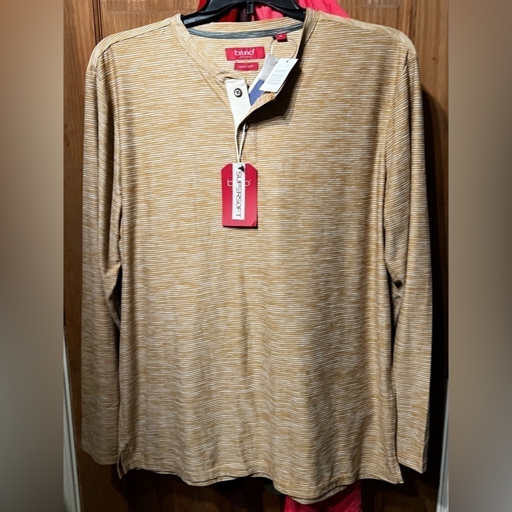 👕NWT Bruno Milano Men's LS Henley Shirt